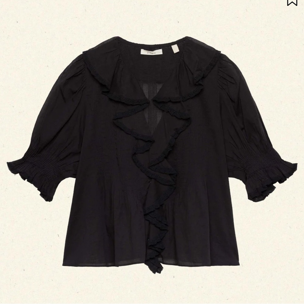 DÔEN Henri Ruffled Puff-Sleeve Top